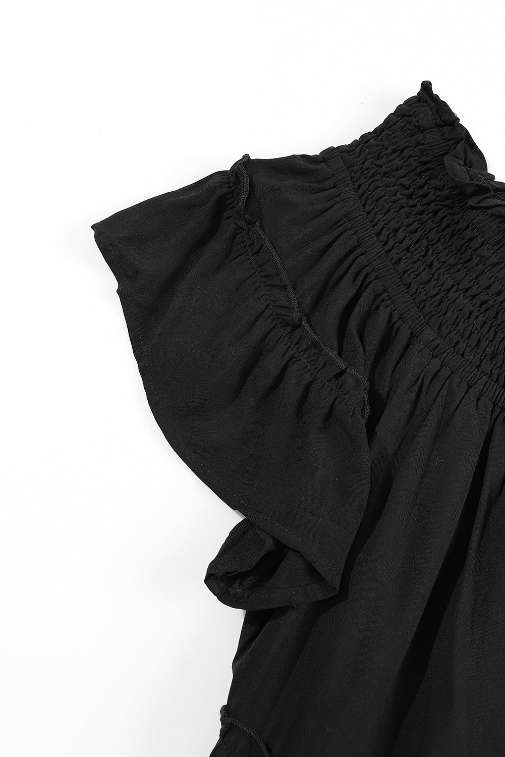 Robe longue noire à volants et épaules dénudées de grande taille
