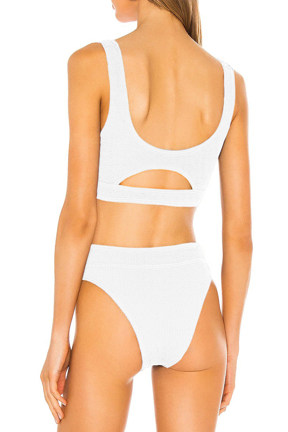 Bijeli jednobojni rebrasti bikini set od 2 komada