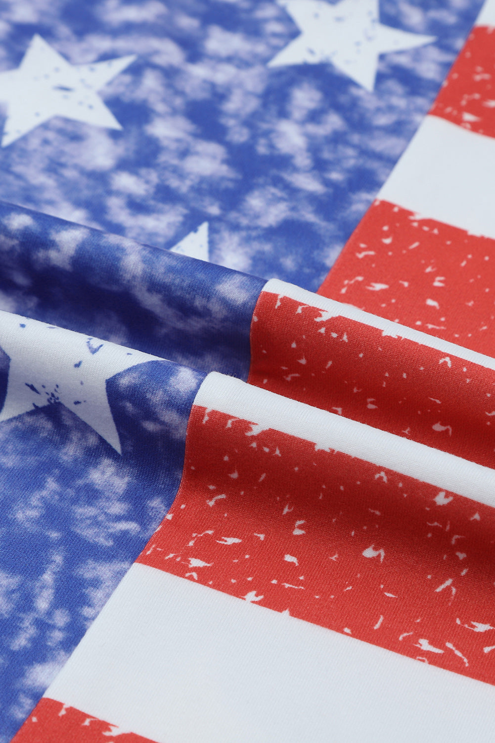 Streifen-T-Shirt im Distressed-Look mit amerikanischer Flagge und Rundhalsausschnitt