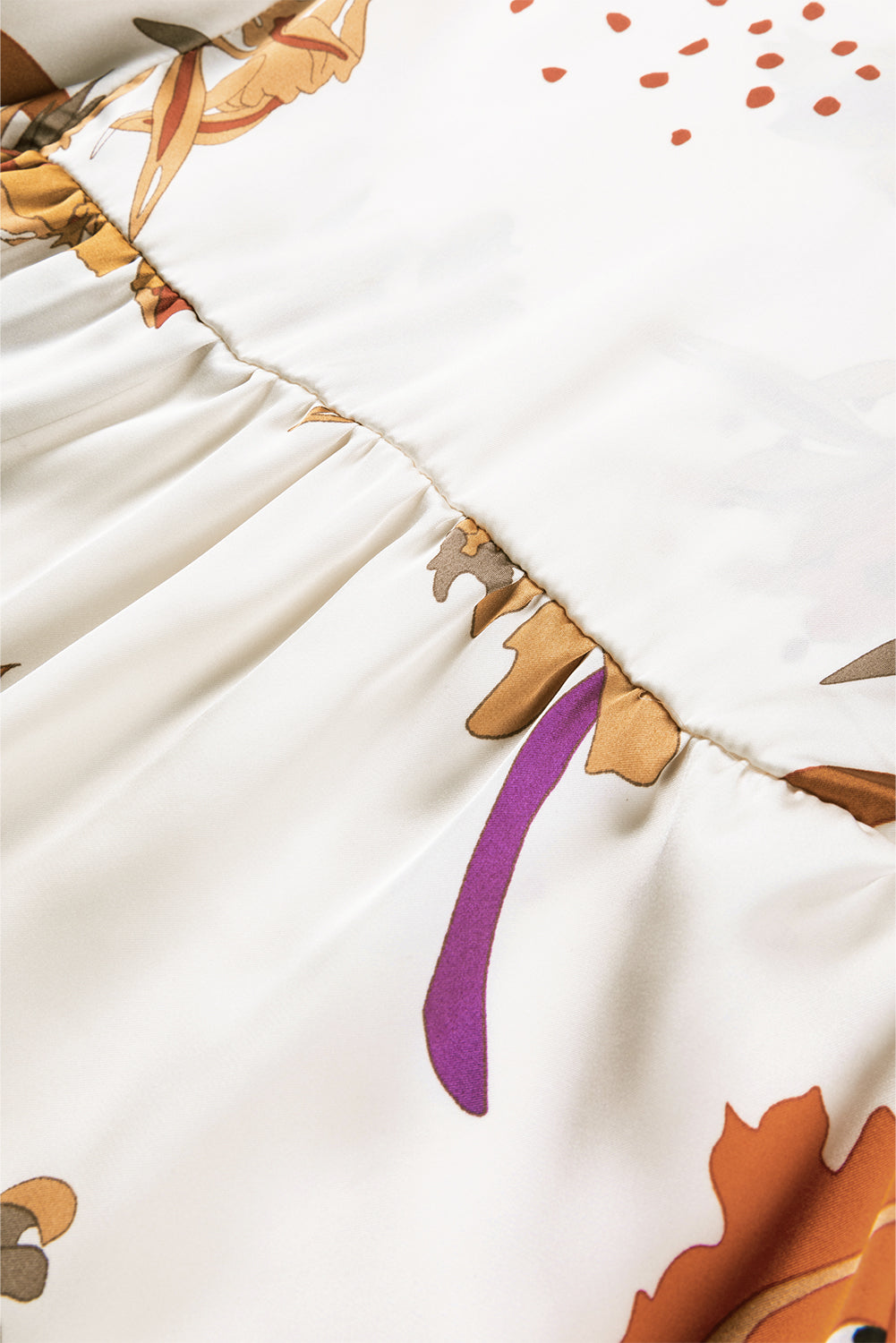 Mehrfarbige Babydoll-Bluse mit Blumendruck und V-Ausschnitt
