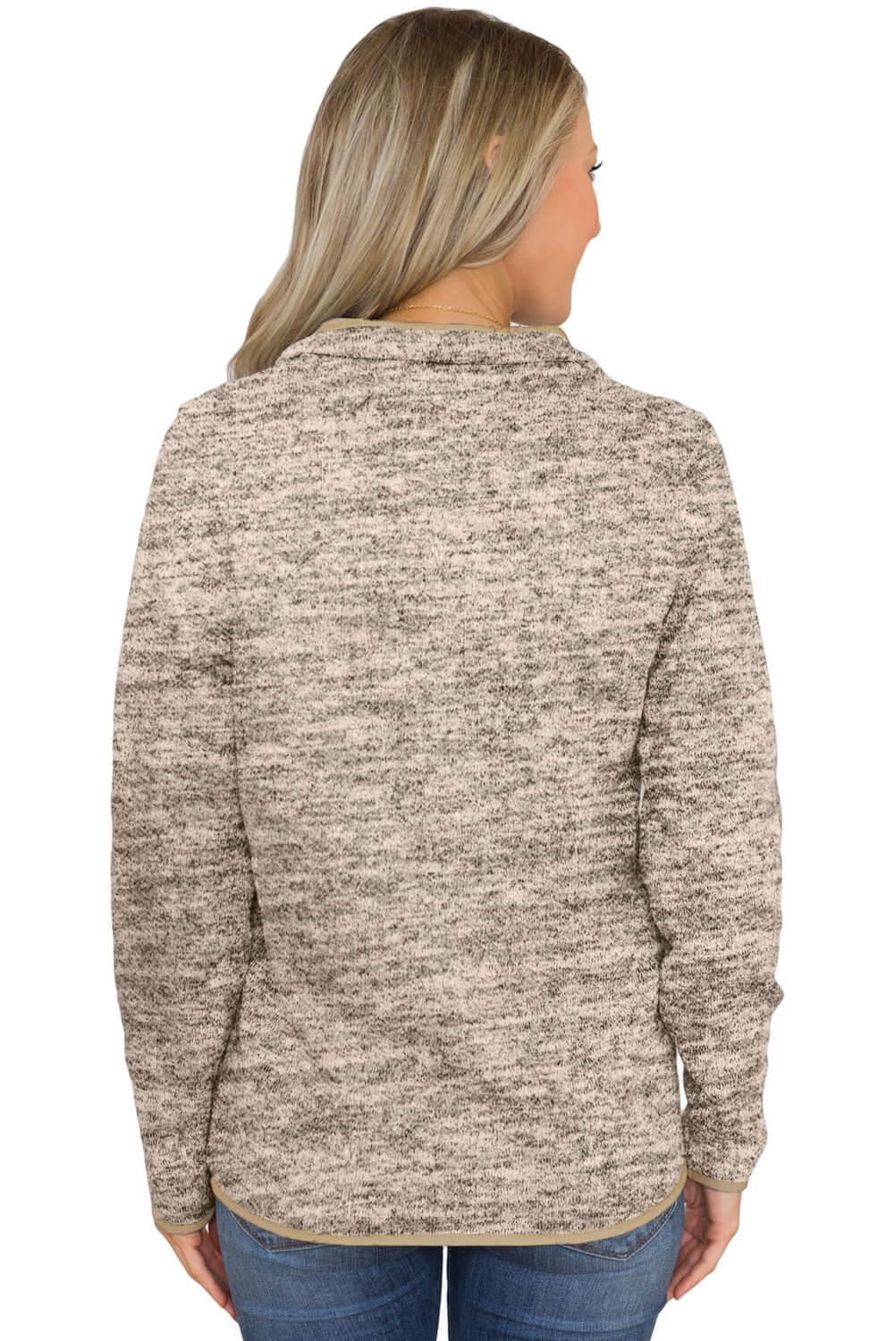 Siv pulover z zadrgo Quarter