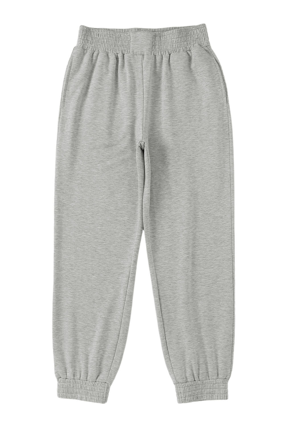 Pantalon de jogging taille haute smocké gris