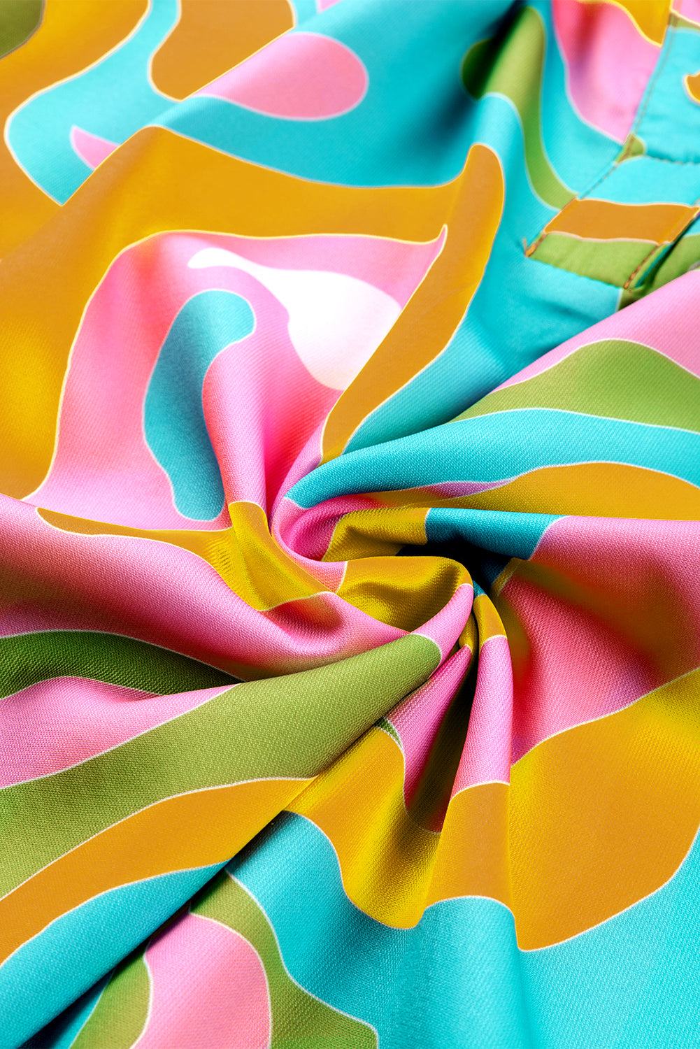 Multicolour Abstract Print V Neck Blouse