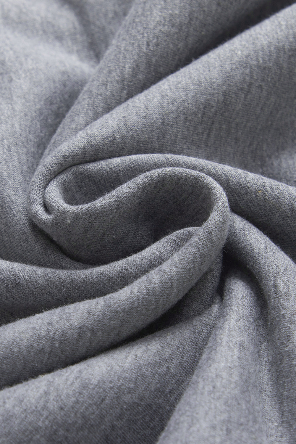 Sweat-shirt gris à col en V et patchwork côtelé à coutures apparentes