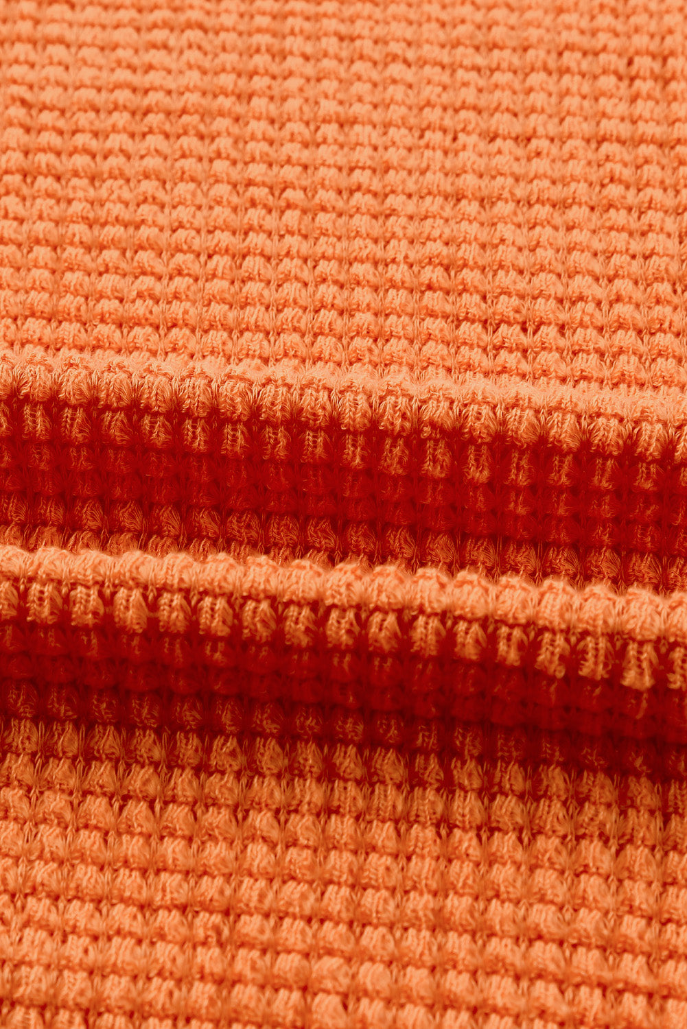 Orange Leopard Colorblock vafelj pleten top