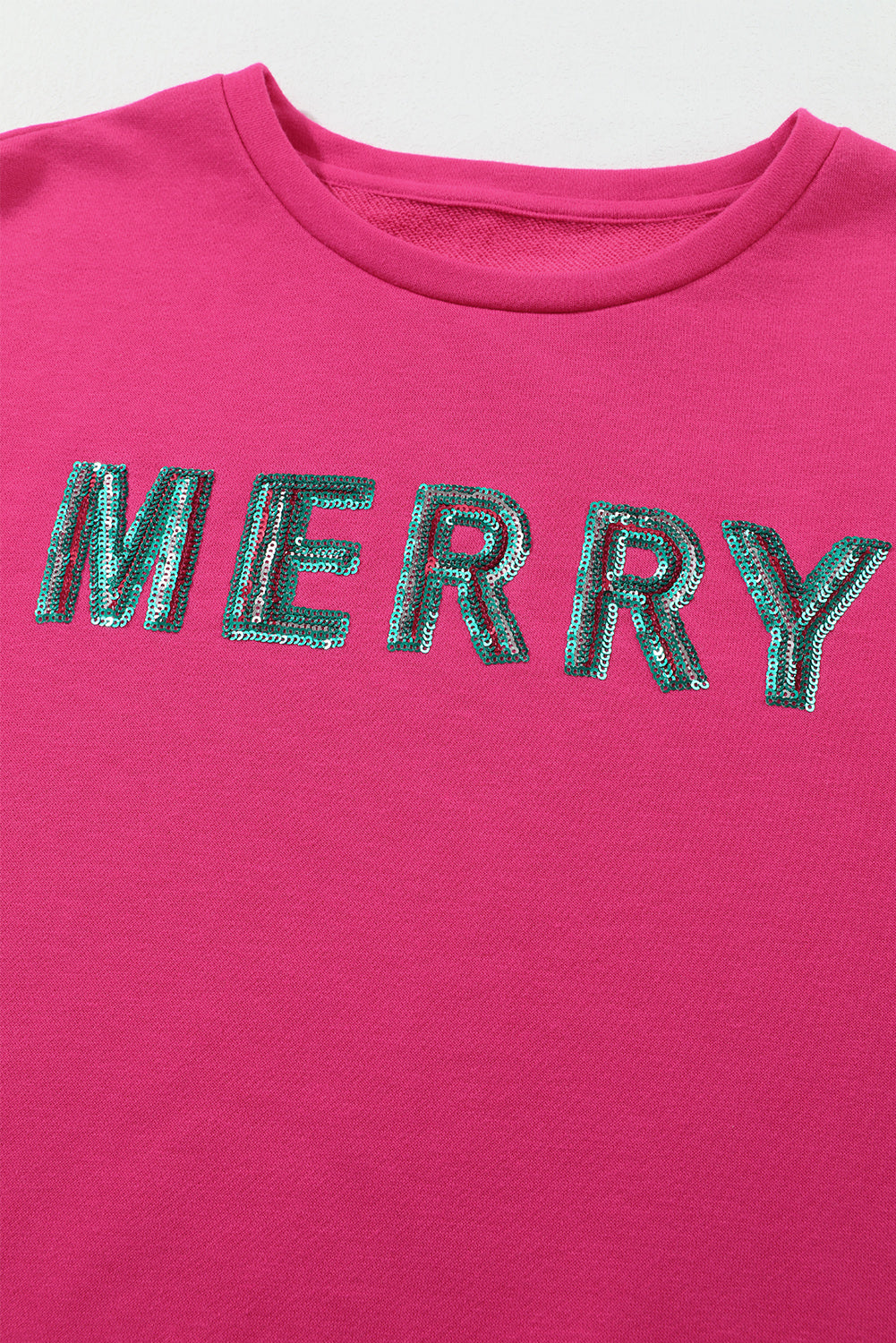 Strawberry Pink MERRY Christmas Tree Patchwork majica sa šljokicama