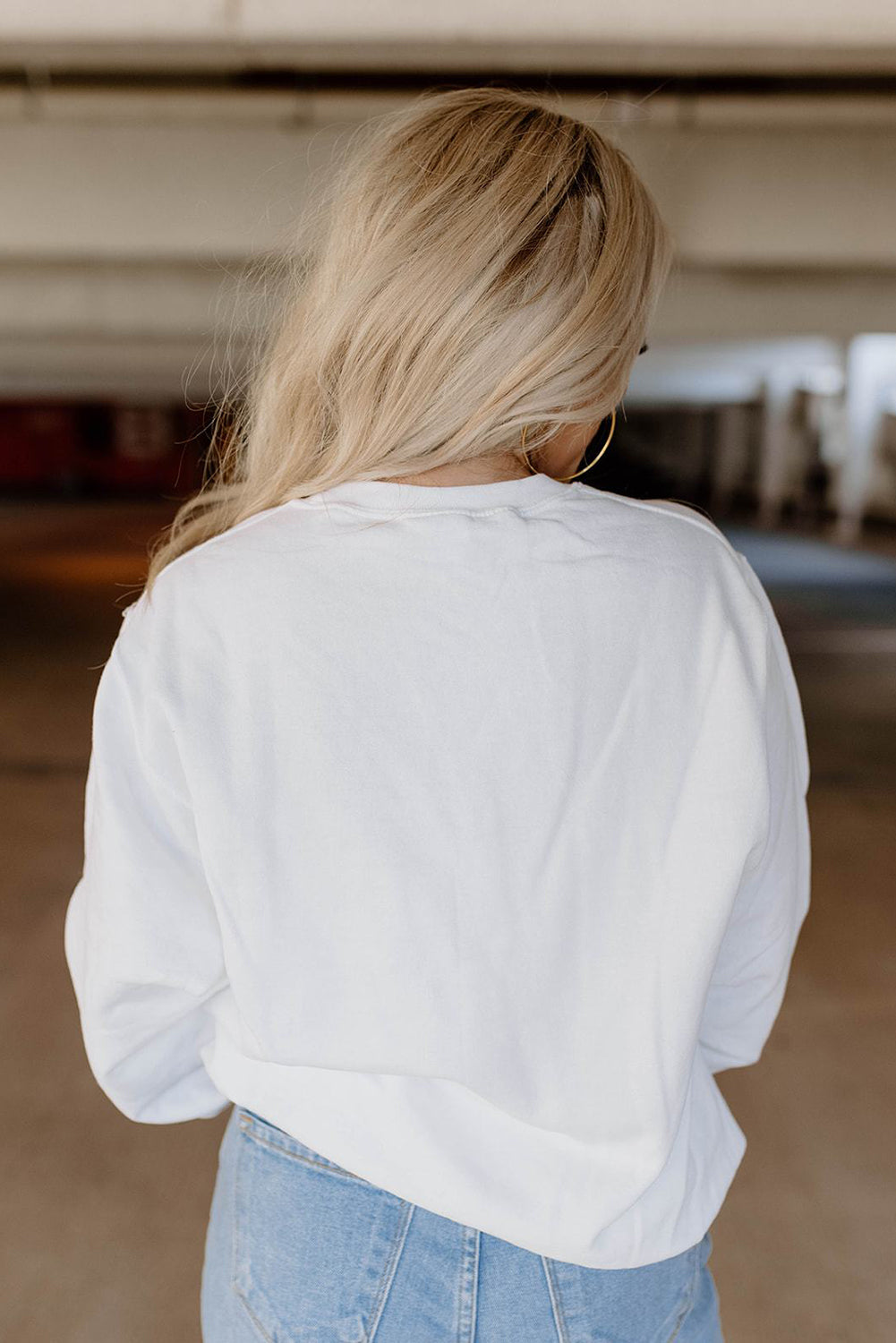 Scarf Hat Boot Print White Sweatshirt