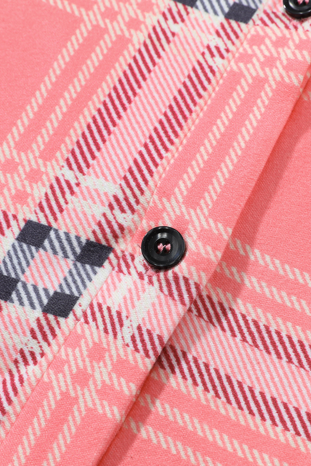 Pink Button Front Plaid Print Shirt
