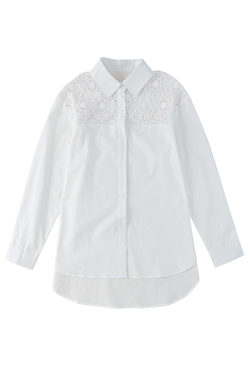 Chemise boutonnée en dentelle blanche avec épissure au crochet