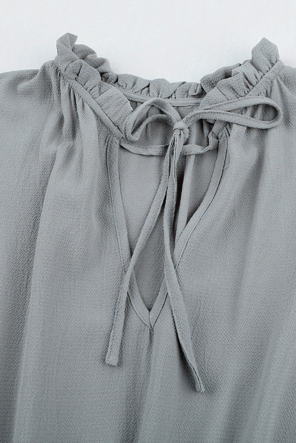 Gray V Neck Long Sleeve Ruffle Tiered Mini Dress