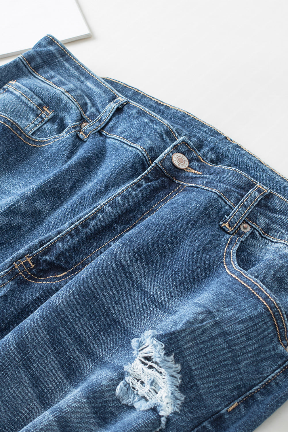Blaue, zerrissene Skinny-Jeans im Used-Look in Übergröße