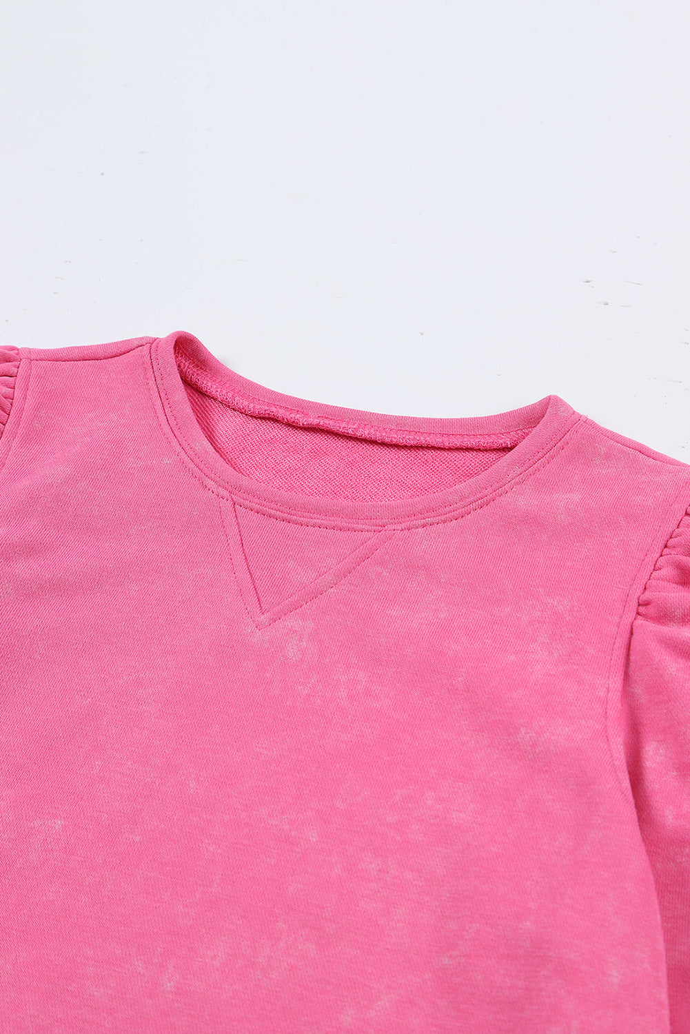 Rose - Sweat-shirt délavé vintage à manches bouffantes