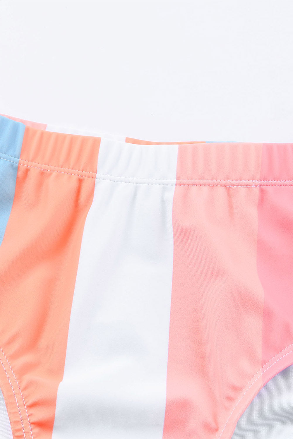 Costume da bagno bikini a vita alta a righe verticali arancioni