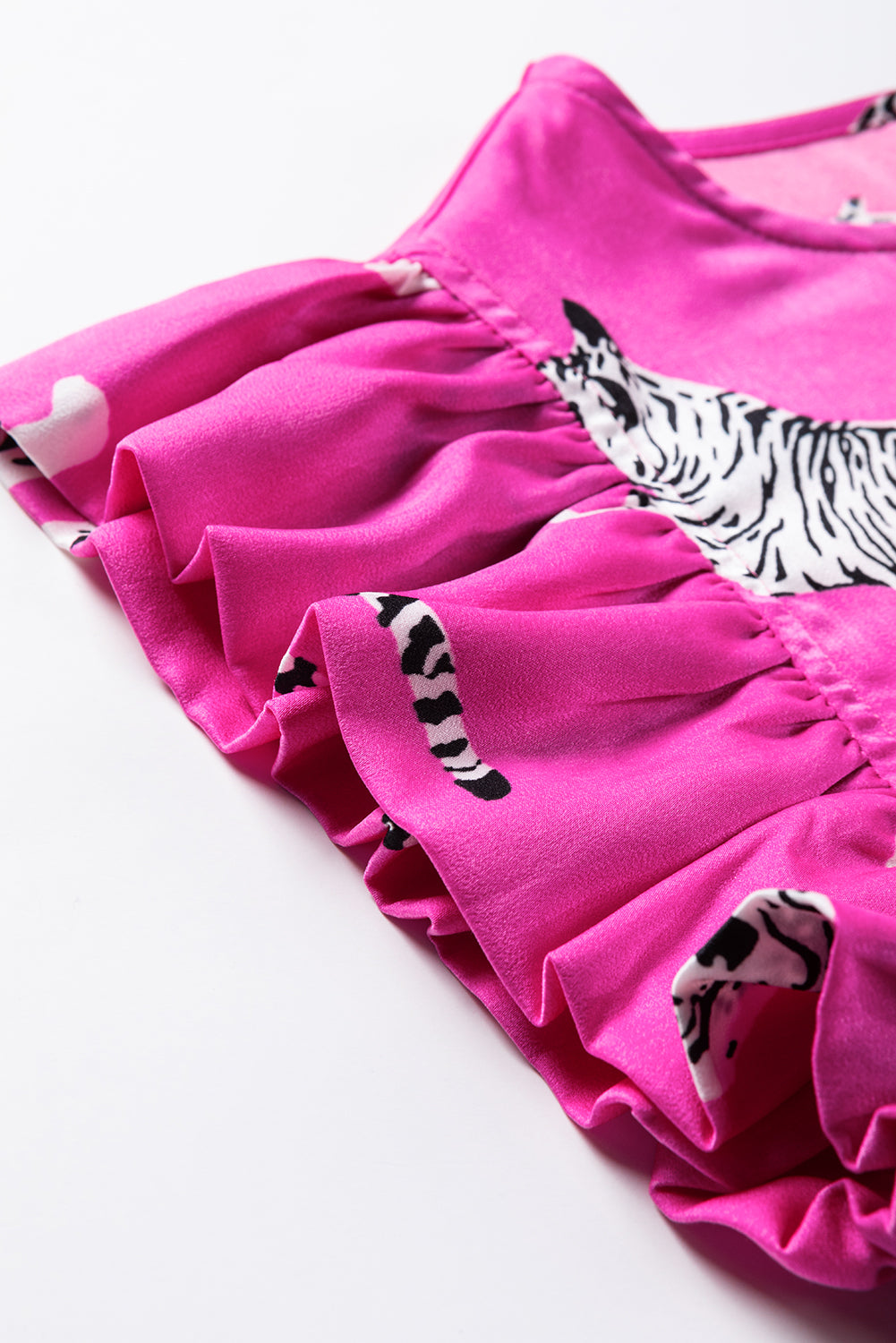 Bluza s okruglim izrezom i lepršavim rukavima s tigrastim uzorkom