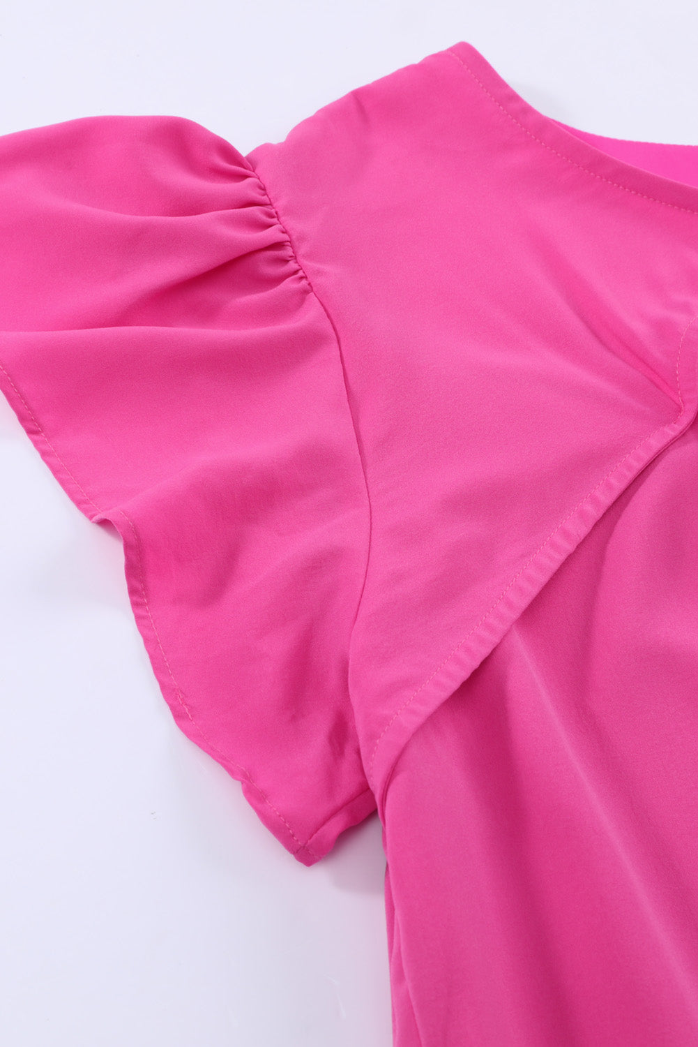 Mini abito rosa con maniche volant taglie forti