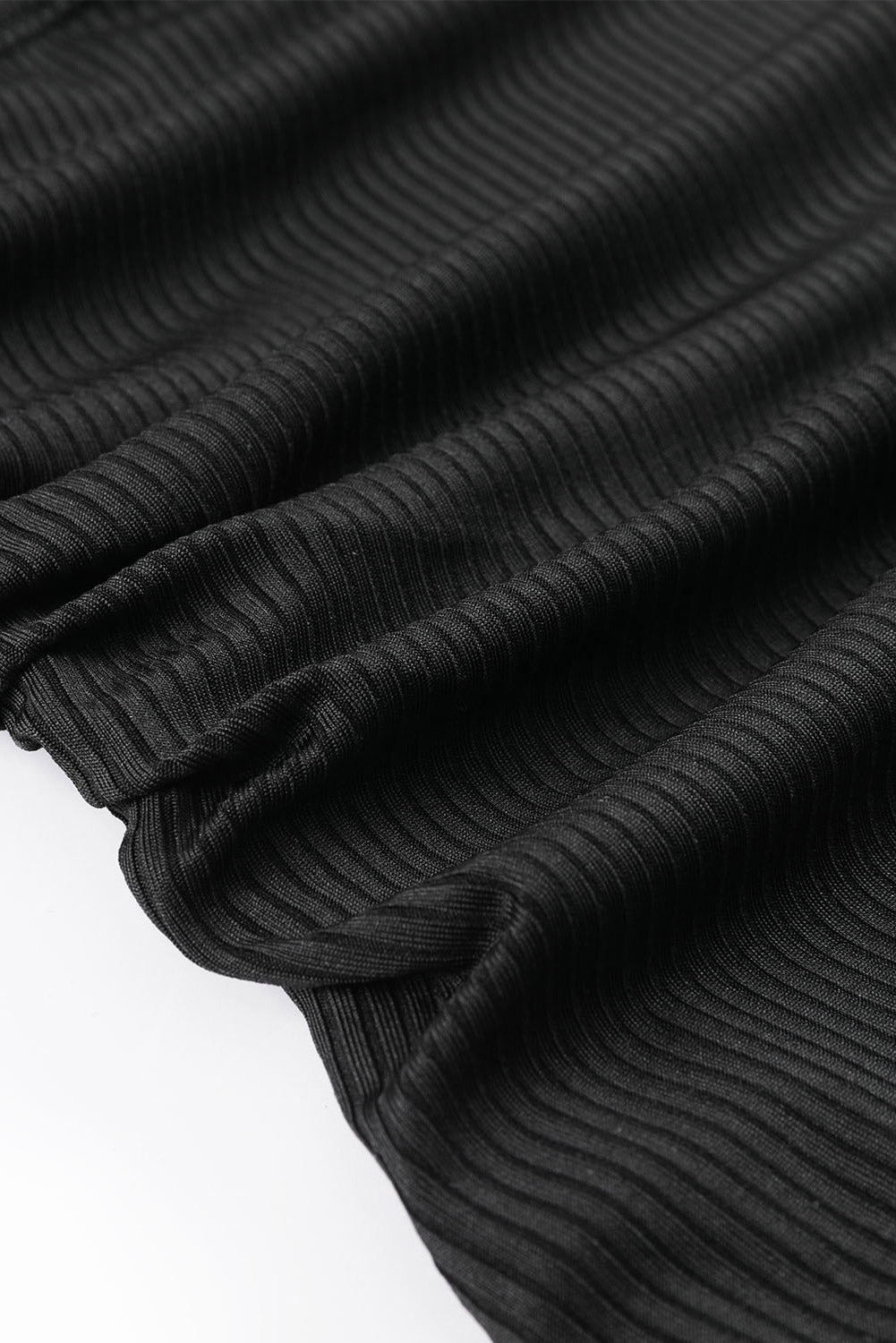Črne enodelne rebraste pletene kopalke z nastavljivimi naramnicami