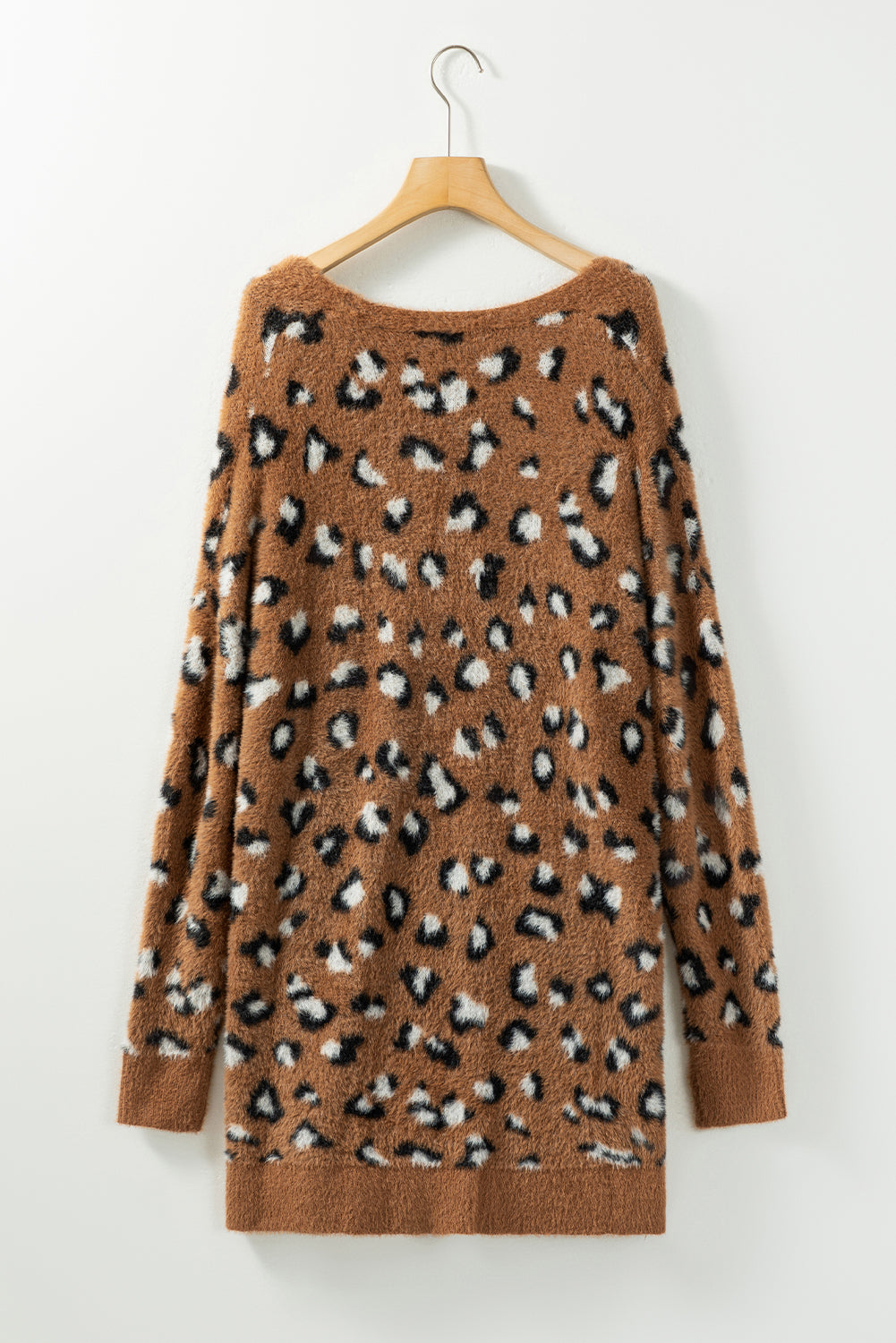 Brown Leopard Print Fur Cardigan