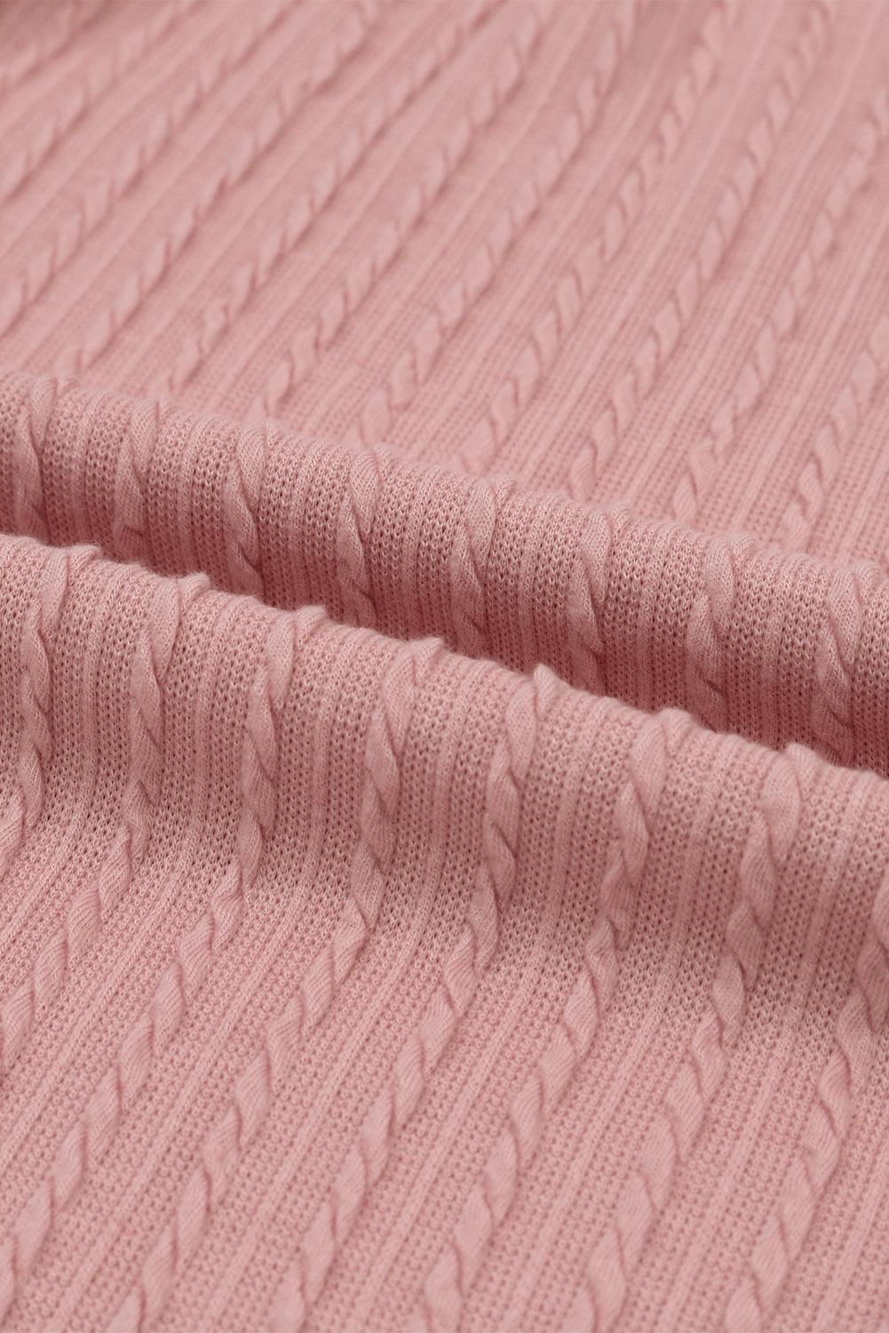 Ružičasta rebrasta pletena majica dugih rukava s okruglim izrezom