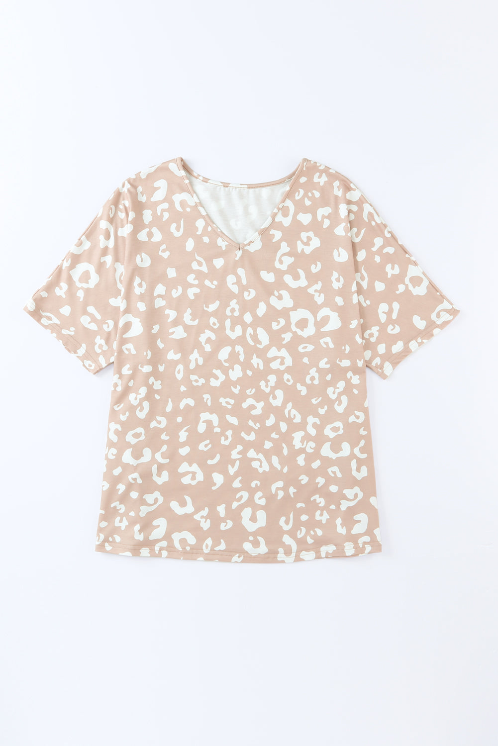 Aprikosenfarbenes, lockeres T-Shirt mit Leoparden-Spots-Print