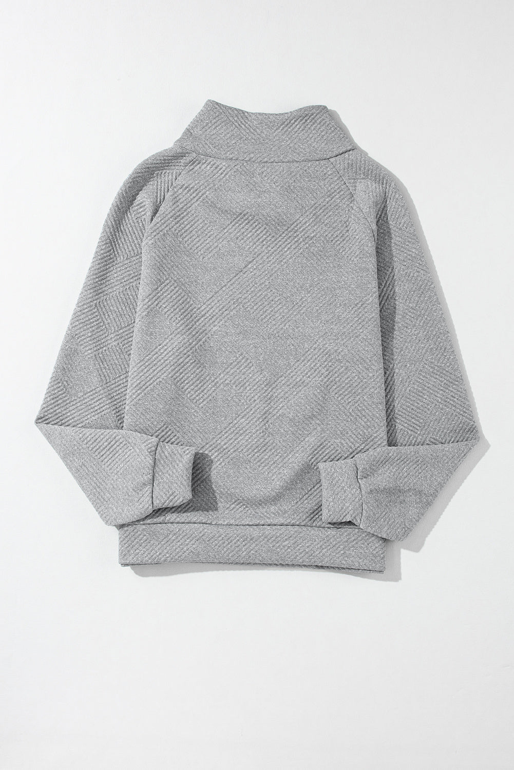 Black Asymmetric Buttons Detail High Neck Textured Sweatshirt