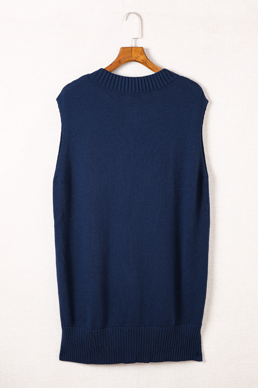 Dark Blue Knit Vest Pullover Sweater
