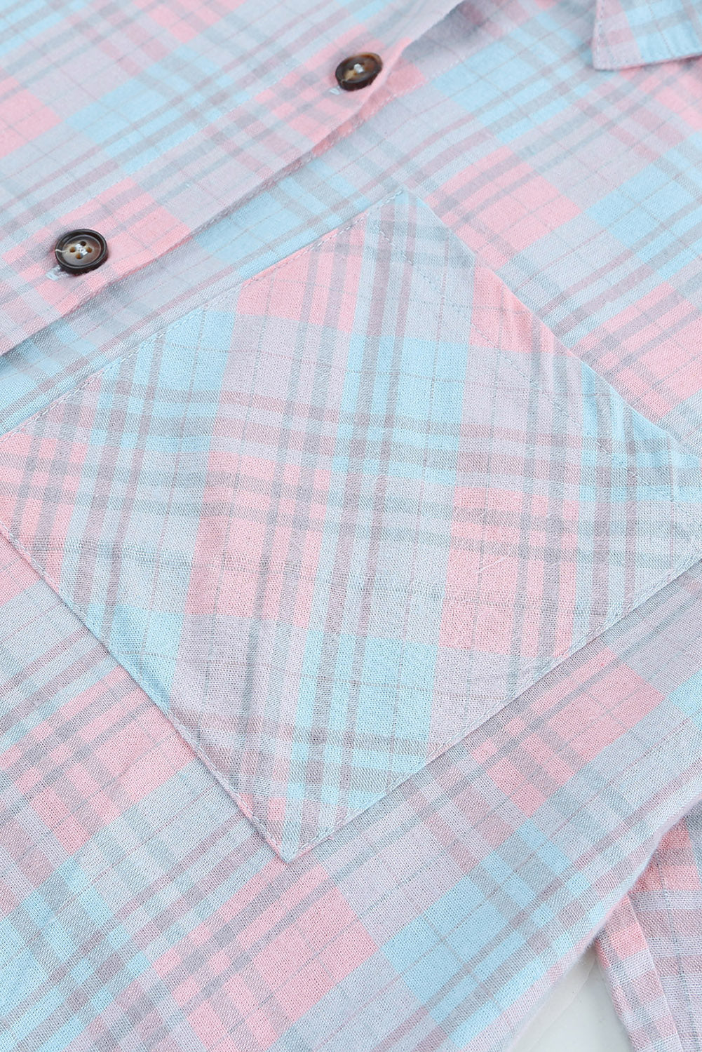 Camicia a maniche lunghe con motivo scozzese con scollo a colletto rosa