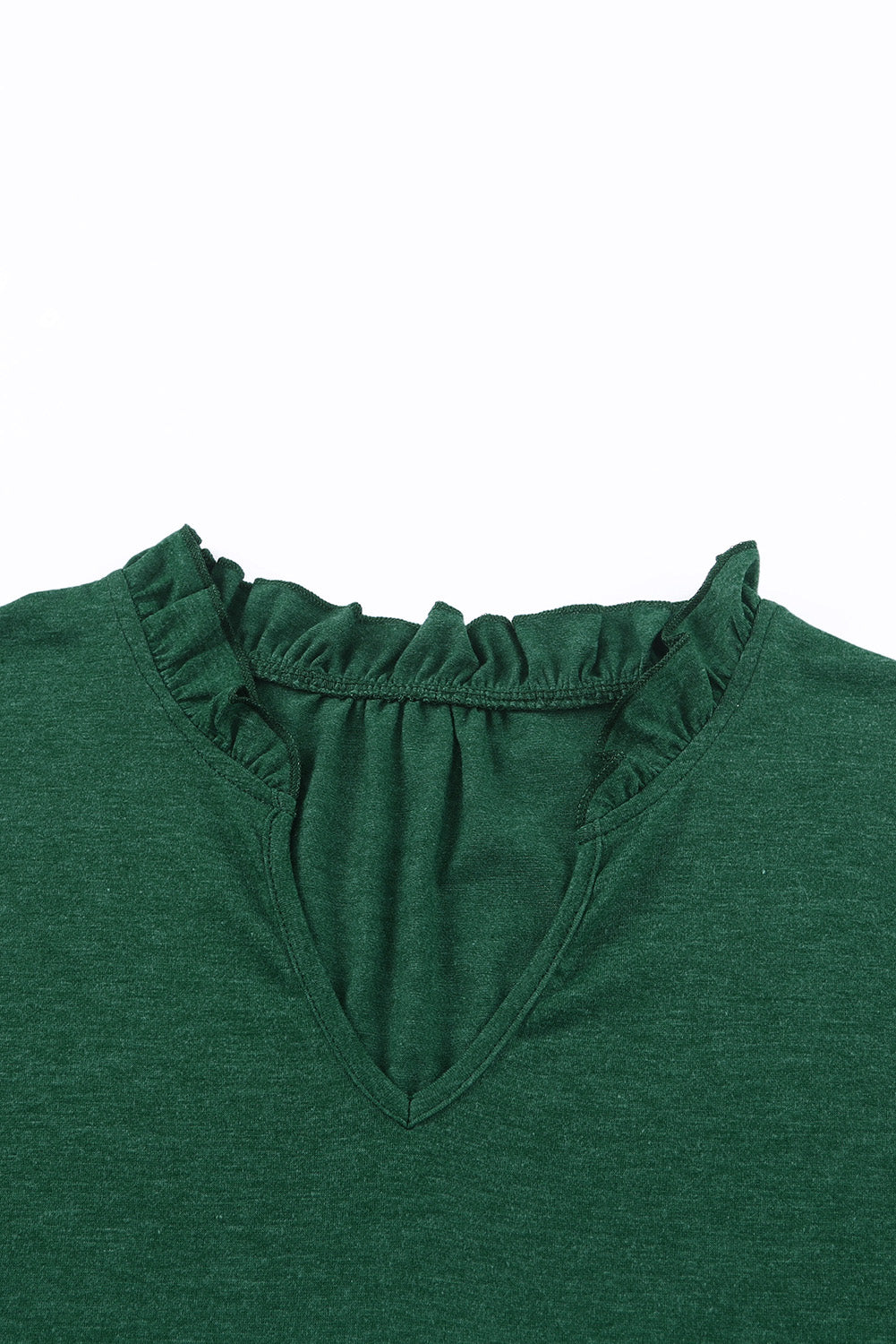 Zelena majica s dugim rukavima na puf s V izrezom