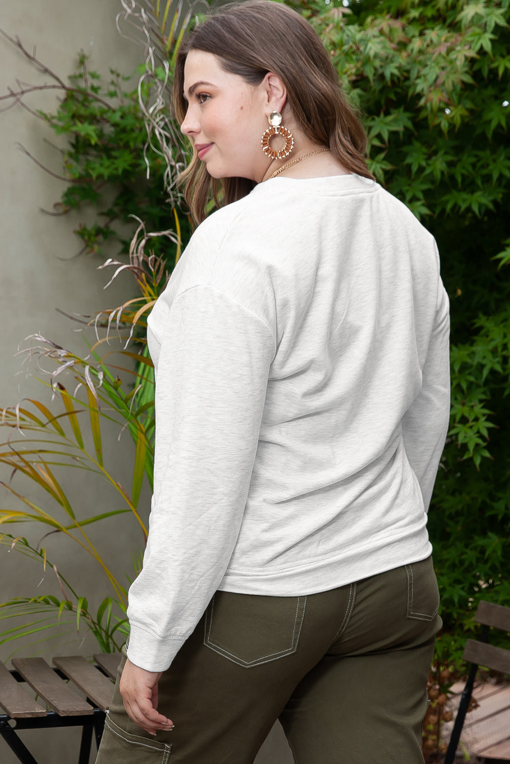 Sweat-shirt gris à motif citrouille, grande taille
