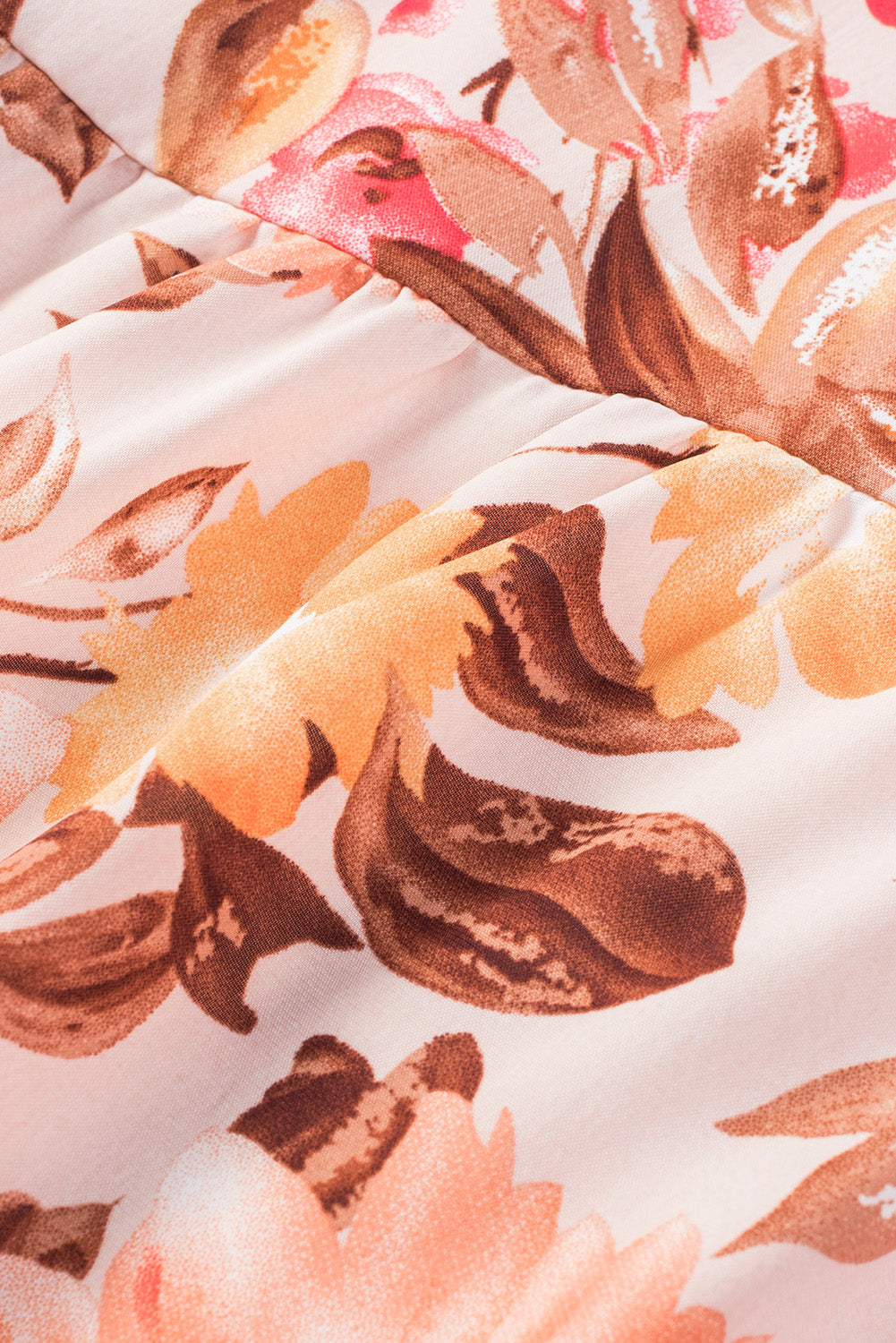 Robe longue plissée à imprimé floral et à une épaule taille haute orange