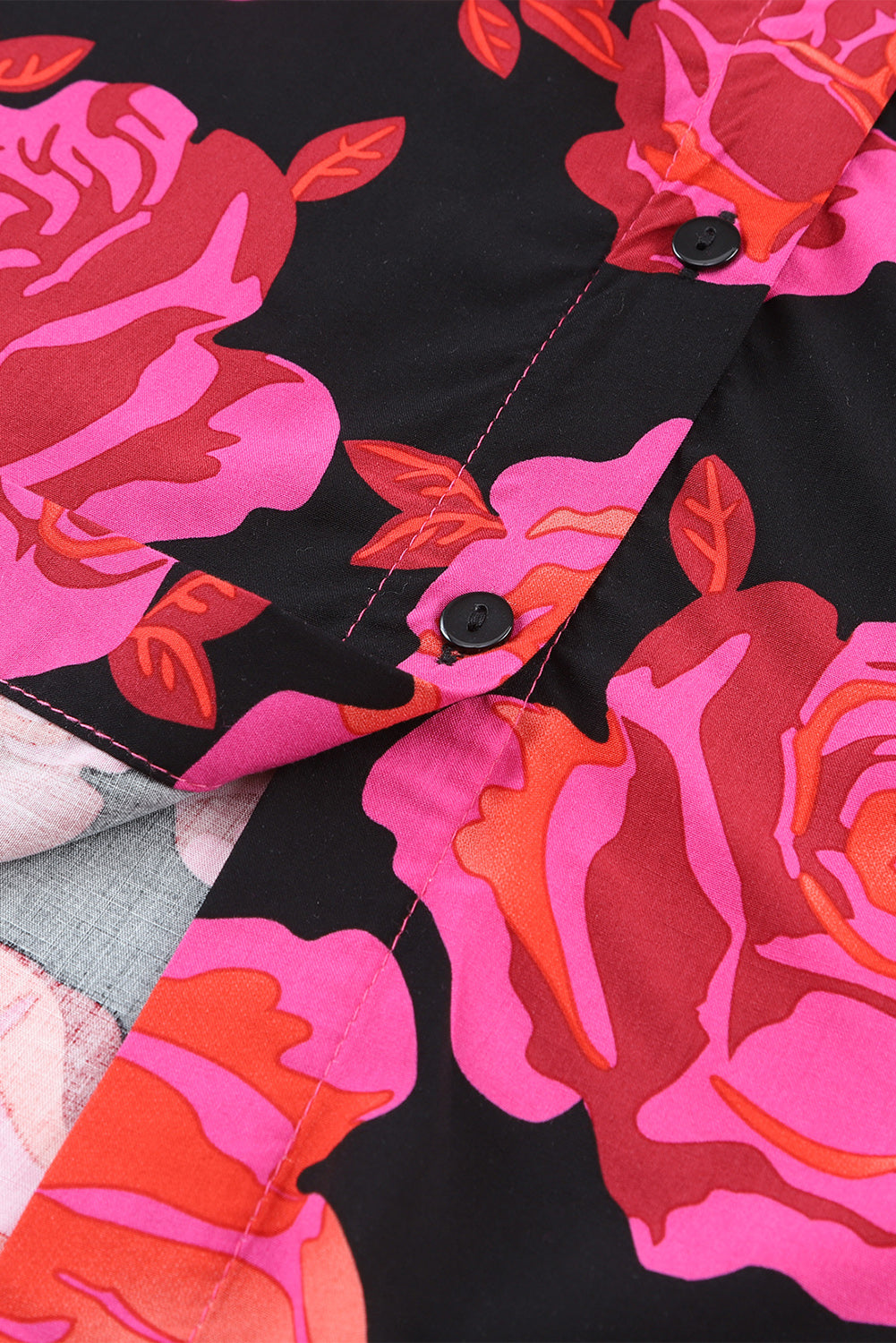 Camicia a maniche lunghe con polsini arricciati floreali rosa
