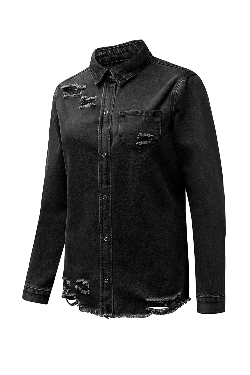 Schwarze zerrissene Jeansjacke