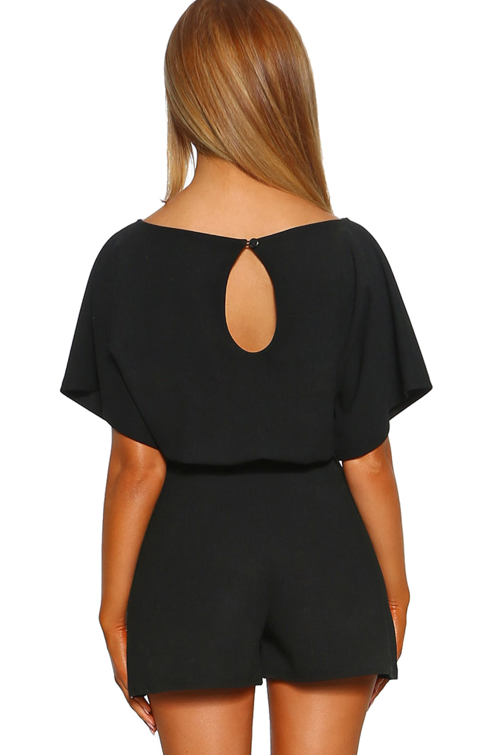 Black Over The Top Belted Playsuit