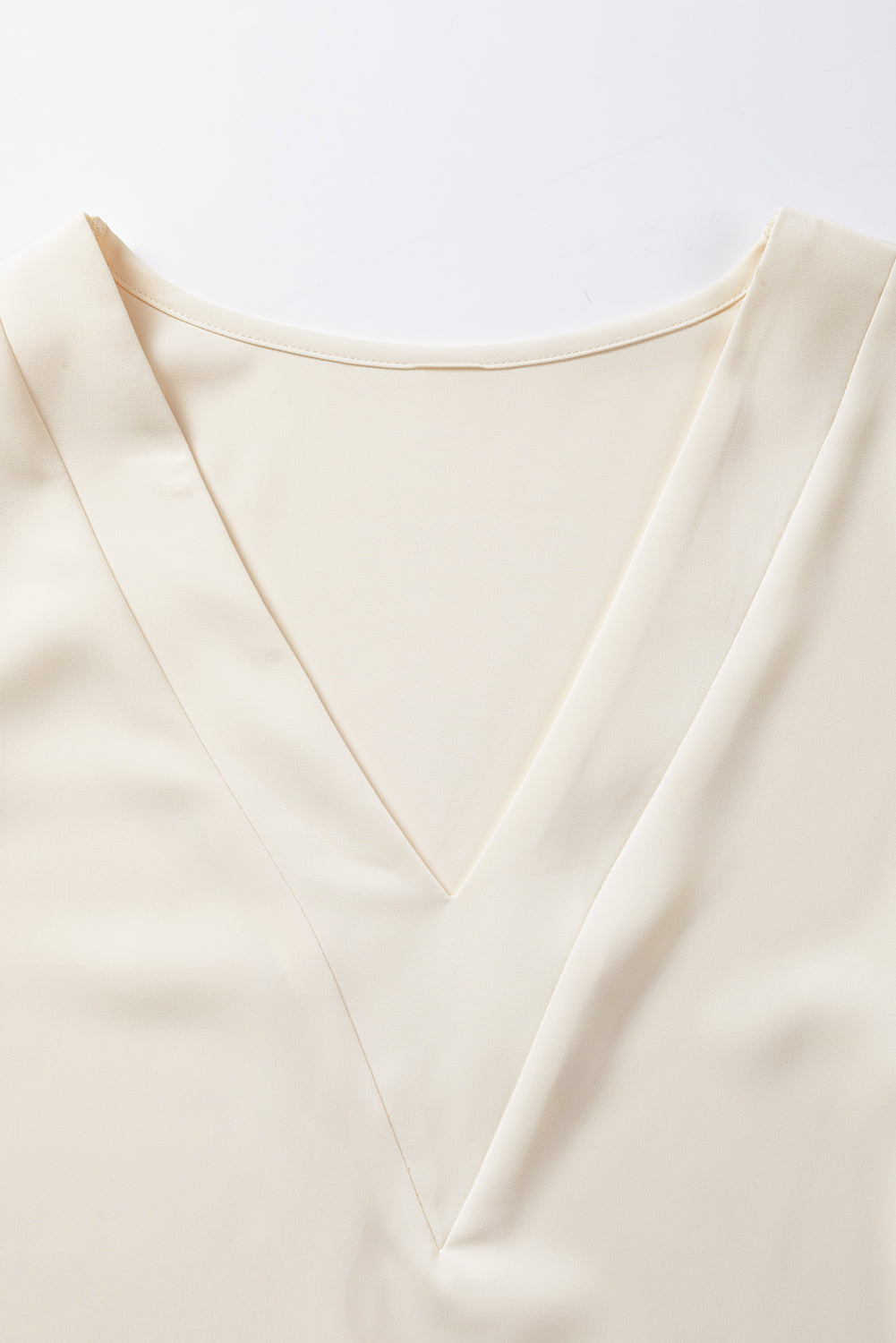 White Sequined Sleeves Patchwork V Neck Blouse