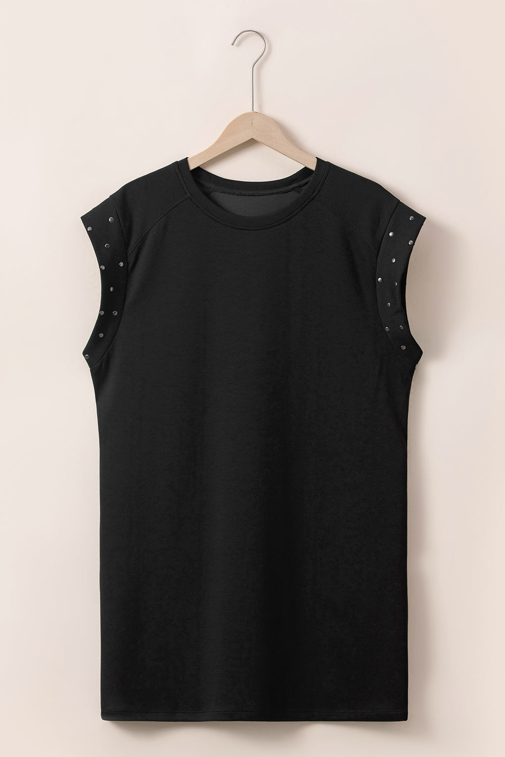 Black Studded Cap Sleeve Plus Size T-shirt Dress
