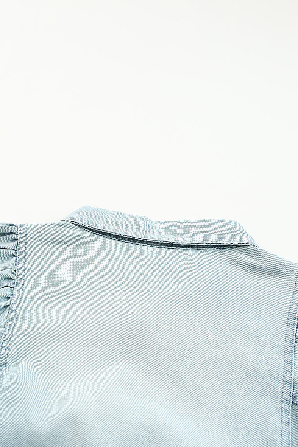 Chemise en jean bleu ciel effet vieilli à manches bulles