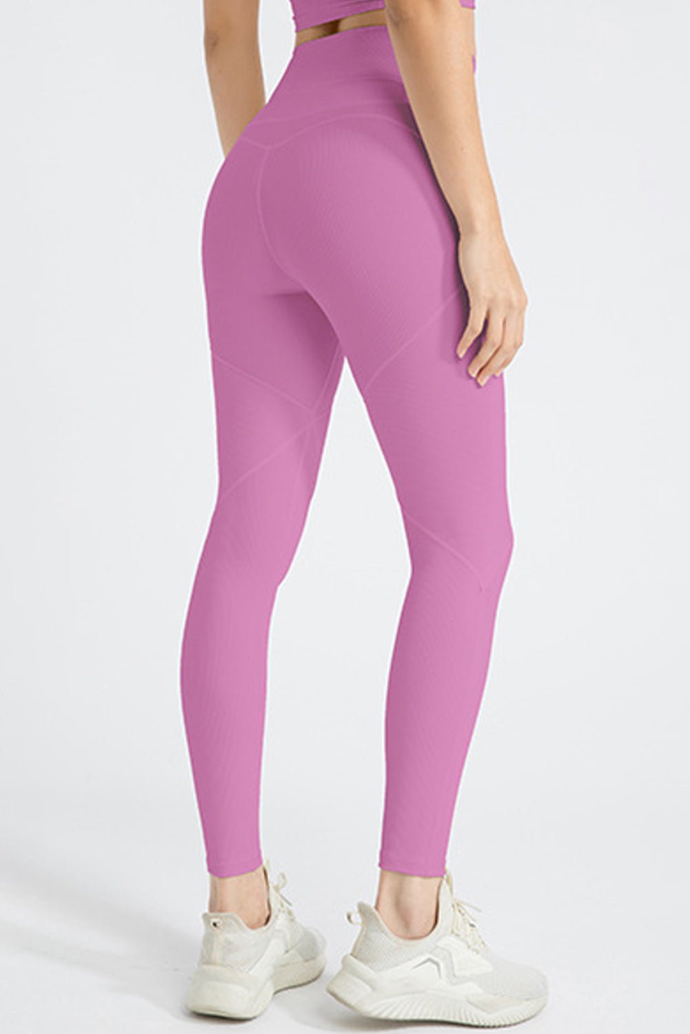 Phalaenopsis Gym-Leggings mit freiliegender Naht und strukturierter Cross-Taille