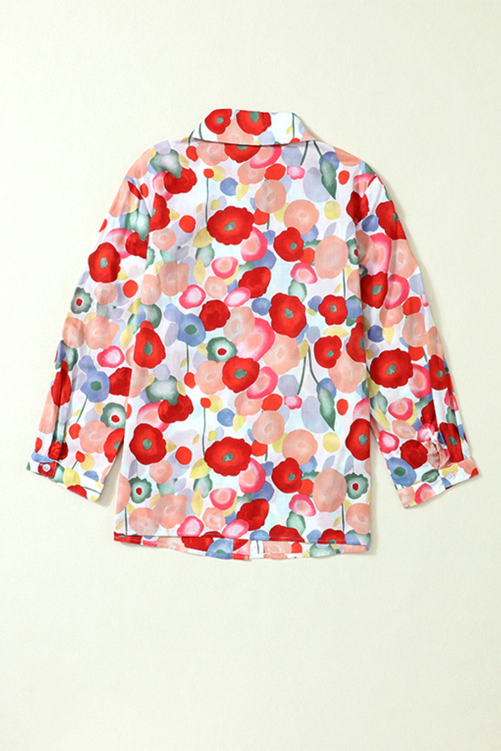 Multicolor Floral Print Bracelet Sleeve Shirt