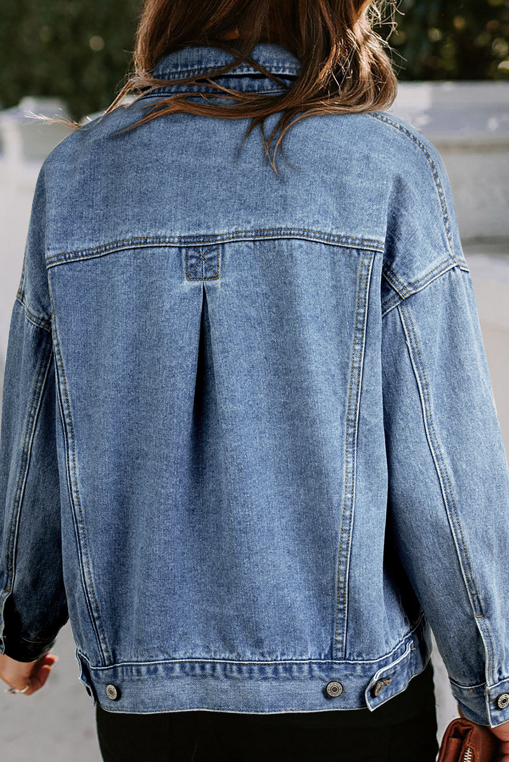 Wild Wind Washed Oversize-Jeansjacke mit Taschen