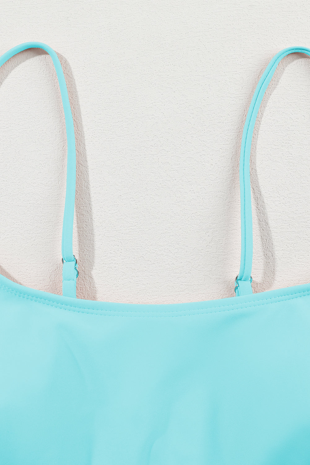 Maillot de bain bikini taille haute à rayures patchwork bleu ciel