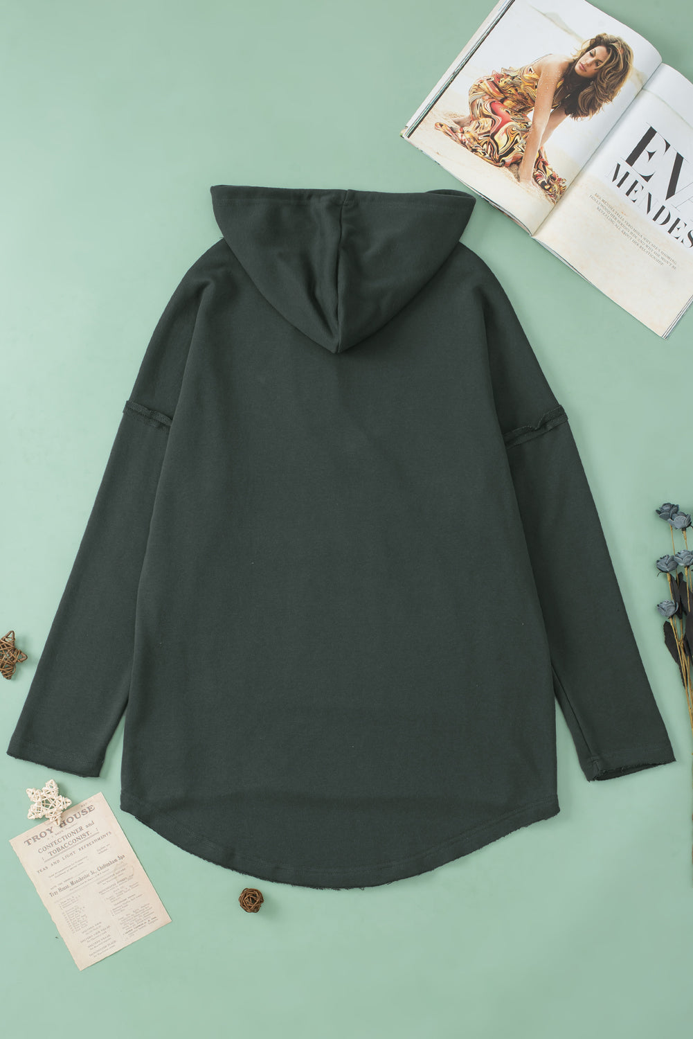 Gray Exposed Seam Raw Edge Hoodie with Pockets