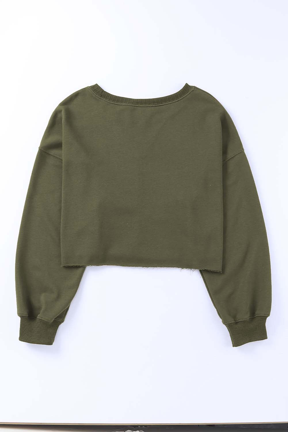 Zelen skrajšan pulover s spuščenimi rameni