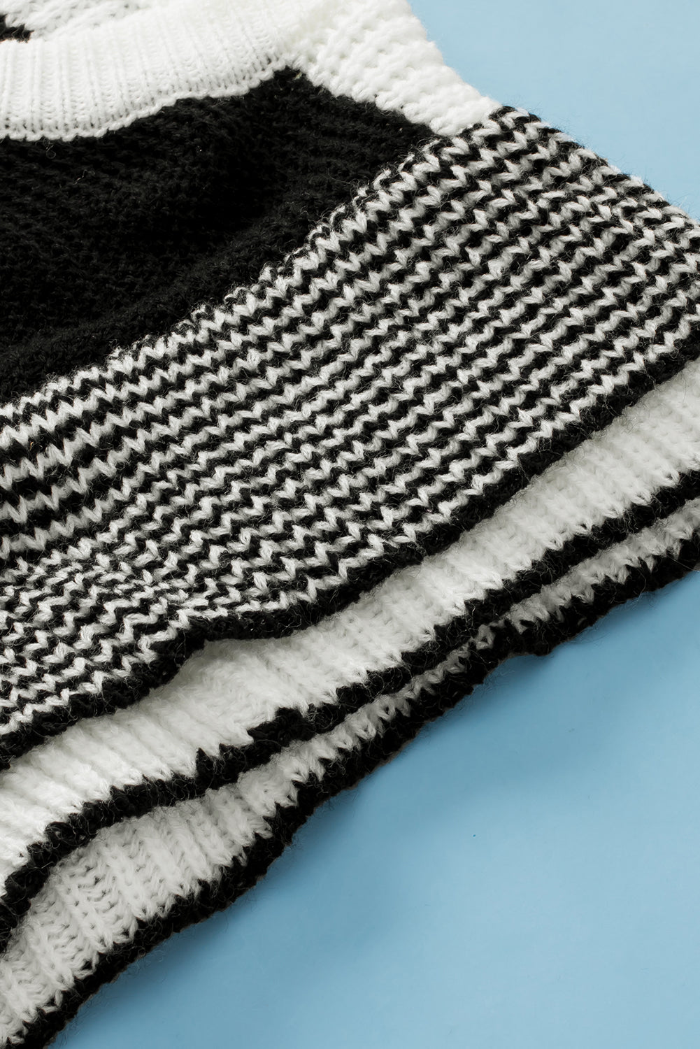 Black Plus Size Mixed Striped Print Ruffled Sweater Vest