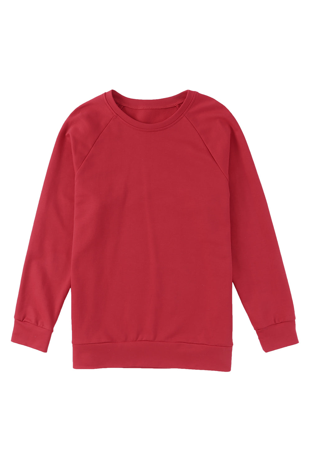 Fiery Red Solid Round Neck Raglan Sleeve Sweatshirt