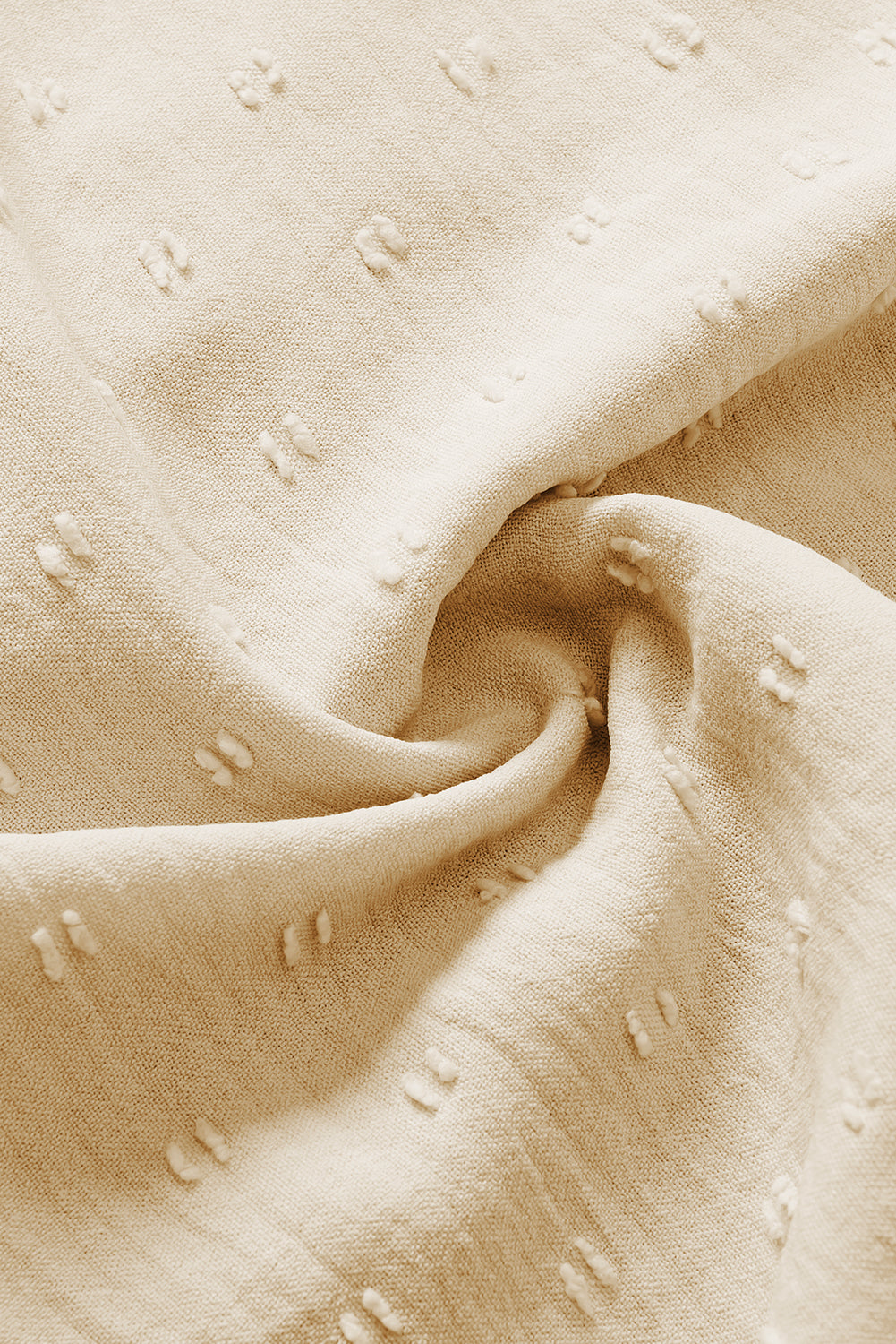 Plus-Size-Babydoll-Oberteil aus goldenem Fleece mit Schweizer Punktspitze und geteiltem Ausschnitt