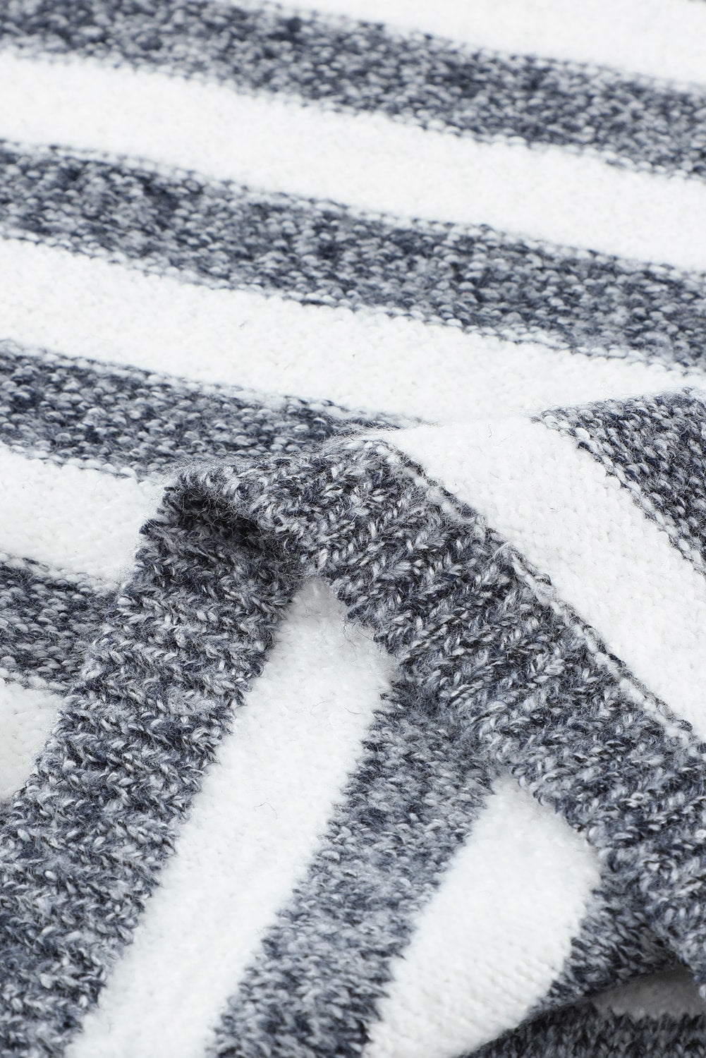Blue Striped Knit Tie up Sweater
