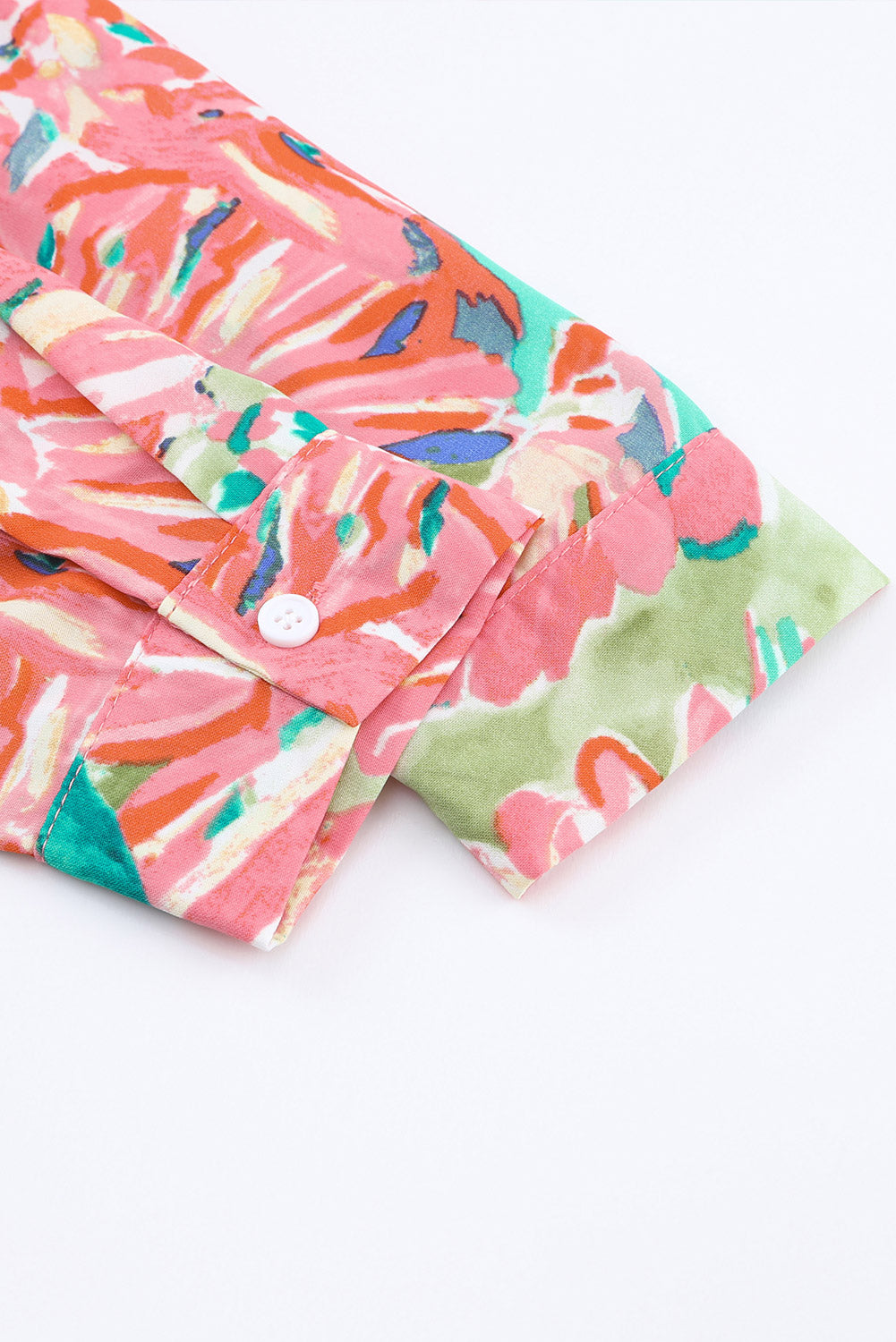 Chemise fourreau boutonnée à manches longues et imprimé floral abstrait vert