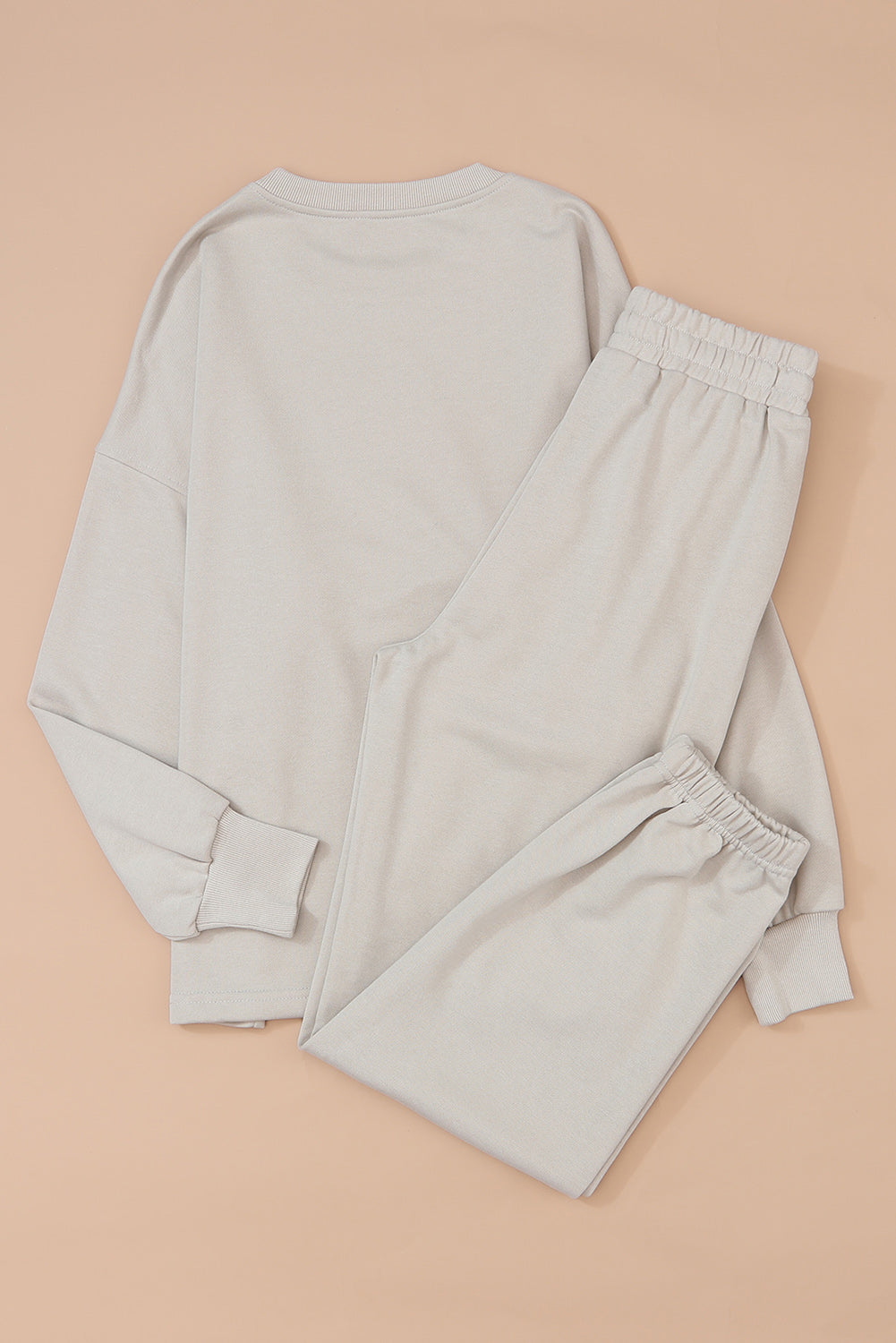 Gray Long Sleeve Top and Drawstring Pants Lounge Outfit