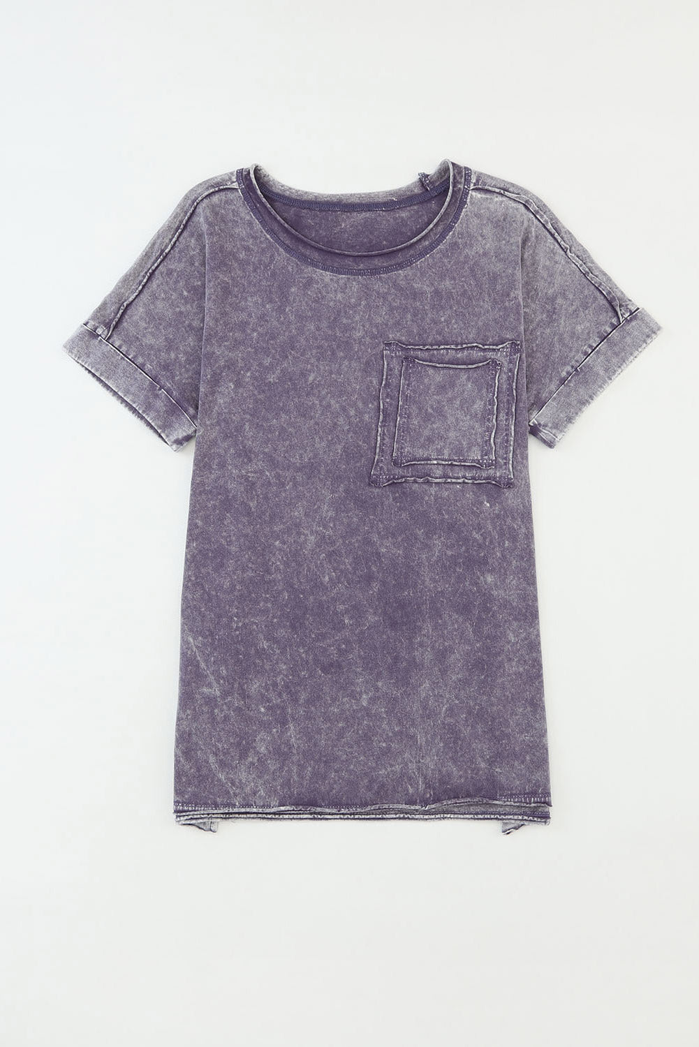 T-shirt con tasche con lavaggio minerale vintage grigio e spacchi