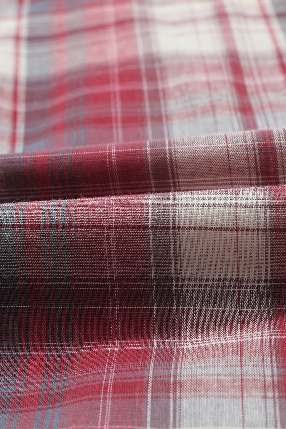 Camicia scozzese invecchiata con taglio vivo patchwork rosso fuoco a contrasto