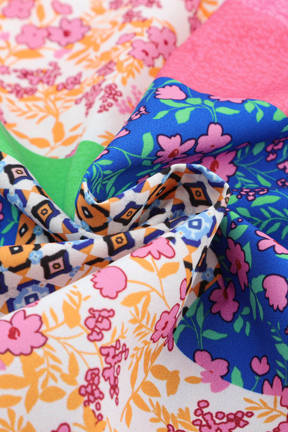 Chemise à manches bouffantes boutonnée à imprimé floral multicolore